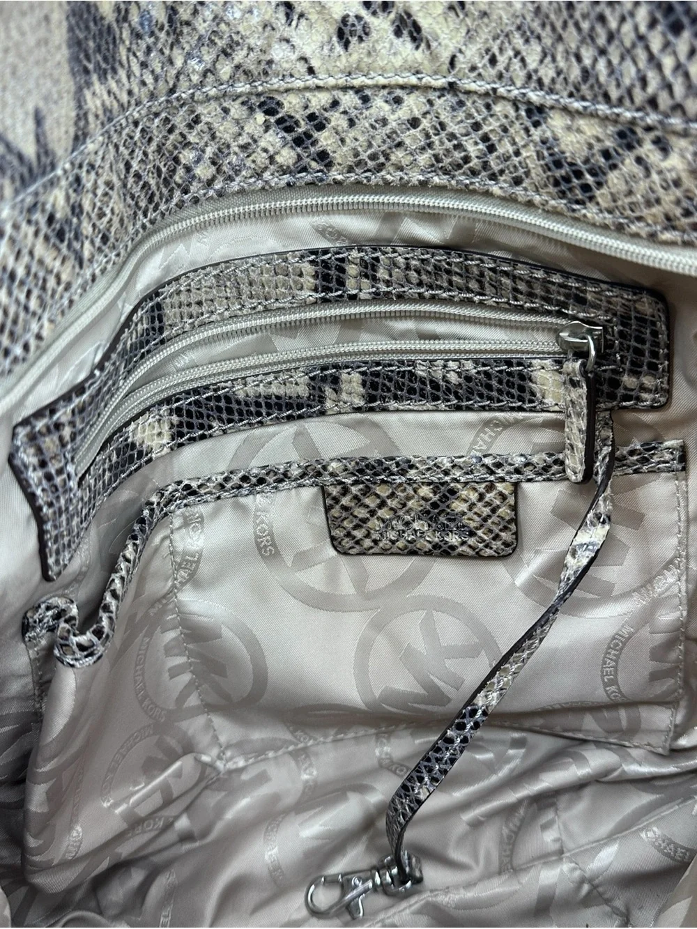MICHAEL KORS Purse Snakeskin Hobo Bag with Chunky Chain Handles Shoulder Bag